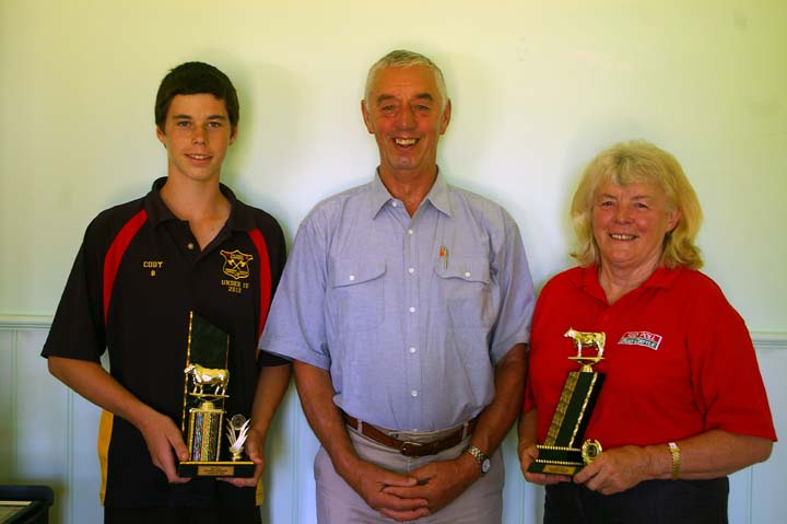 Cody Storm - Owner of Champion Bull, 
Judge - Arch Stevenson, 
Nell Staff - Owner of Champion Female